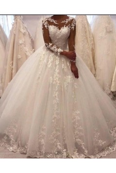 Elegant Lace Long Sleeves Ball Gown Wedding Dresses Bridal Gowns 903007