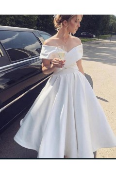 Elegant Off the Shoulder Tea Length Wedding Dresses Bridal Gowns 903008