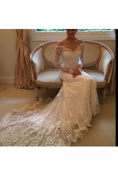 Elegant Off the Shoulder Long Sleeves Wedding Dresses Bridal Gowns 903009