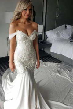 Mermaid Off the Shoulder Lace Wedding Dresses Bridal Gowns 903013