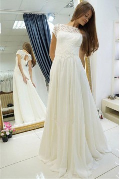 A-Line Chiffon and Lace Wedding Dresses Bridal Gowns 903060