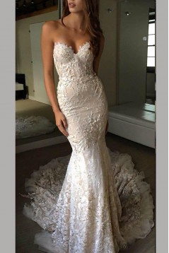 Mermaid Sweetheart Lace Long Wedding Dresses Bridal Gowns 903074