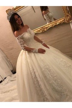 Elegant Lace Long Wedding Dresses Bridal Gowns with Long Sleeves 903083