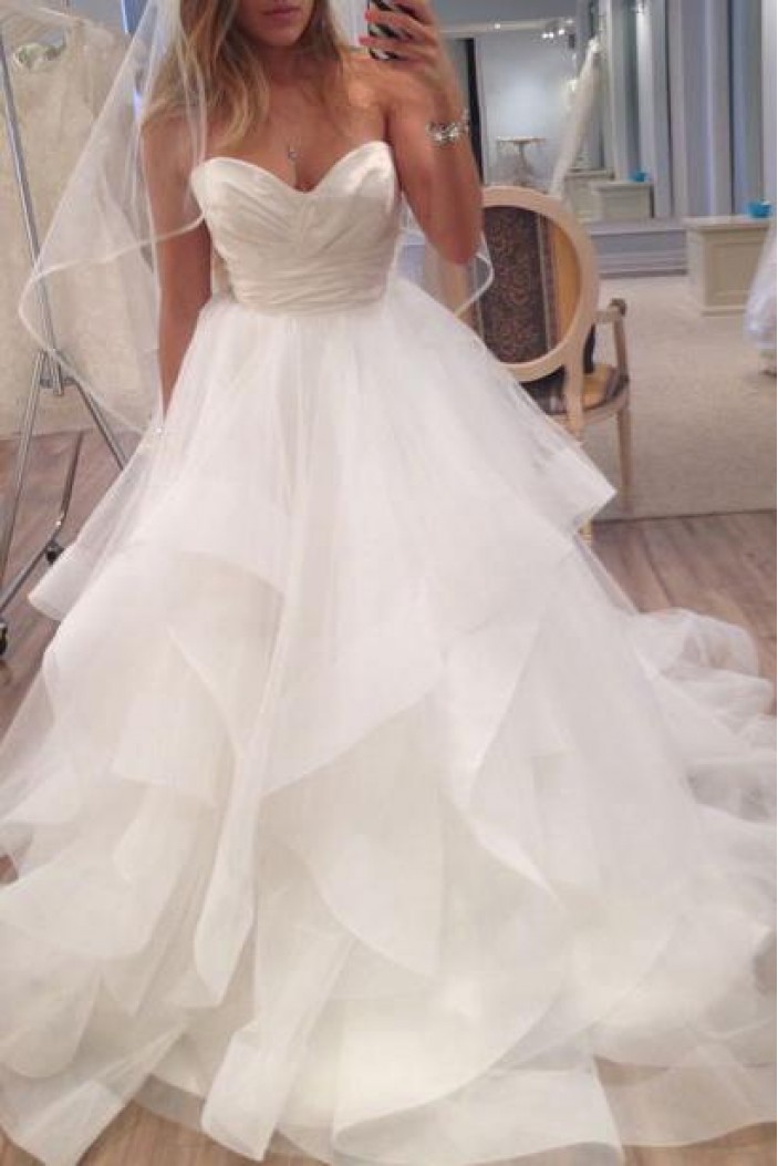 A-Line Sweetheart Tulle Wedding Dresses Bridal Gowns 903084