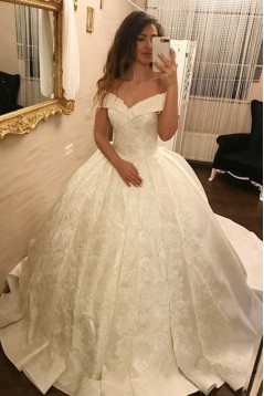 Elegant Lace and Satin Ball Gown Wedding Dresses Bridal Gowns 903088