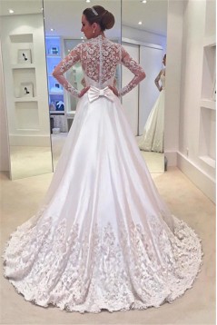A-Line Lace Long Sleeves Wedding Dresses Bridal Gowns 903137