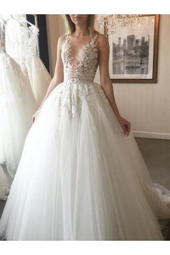 A-Line Lace and Tulle Wedding Dresses Bridal Gowns 903156