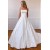 A-Line Strapless Long Lace and Satin Wedding Dresses Bridal Gowns 903167