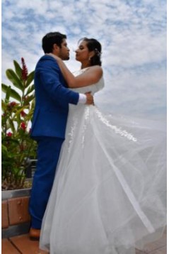 A-Line Lace V Neck Wedding Dresses Bridal Gowns 903184