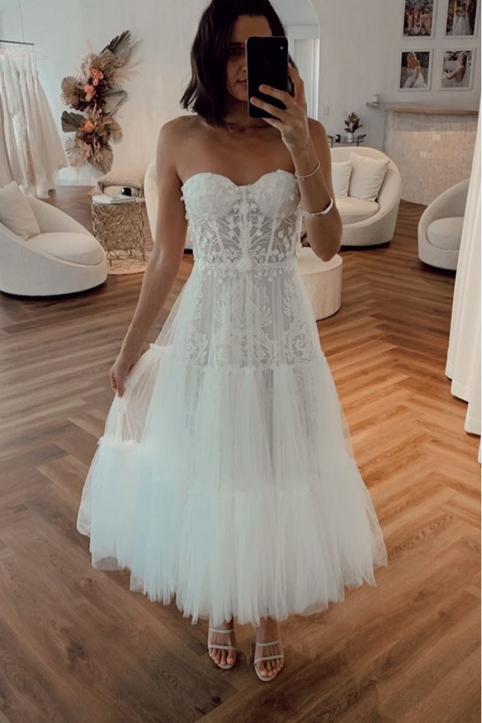 A-Line Sweetheart Lace and Tulle Wedding Dresses Bridal Gowns 903189
