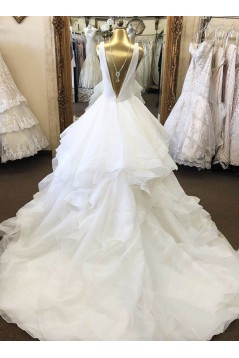 A-Line Beaded V Neck Long Wedding Dresses Bridal Gowns 903192