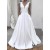 A-Line Long Satin V Neck Wedding Dresses Bridal Gowns 903195
