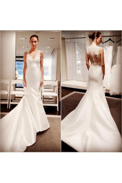 Long Mermaid Lace V Neck Wedding Dresses Bridal Gowns 903208