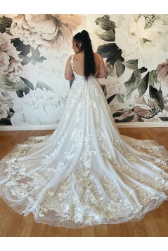 A-Line Lace Long Wedding Dresses Bridal Gowns 903233