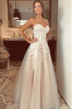 A-Line Lace and Tulle Wedding Dresses Bridal Gowns 903264