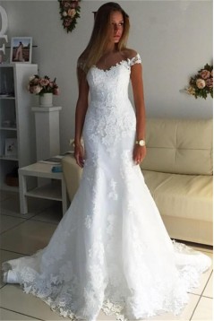 Mermaid Lace Off the Shoulder Long Wedding Dresses Bridal Gowns 903288