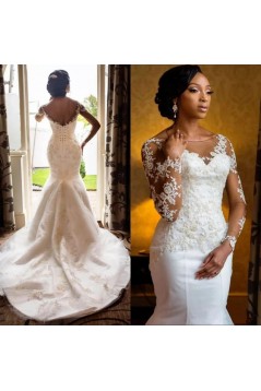 Mermaid Lace Long Sleeves Wedding Dresses Bridal Gowns 903289