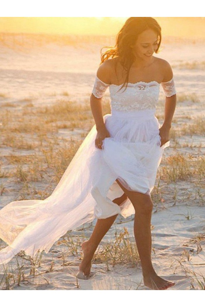 Lace and Tulle Off the Shoulder Wedding Dresses Bridal Gowns 903290
