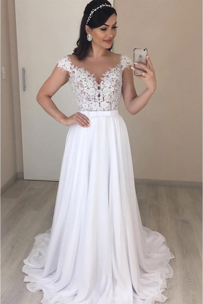 A-Line Lace and Chiffon Wedding Dresses Bridal Gowns 903299