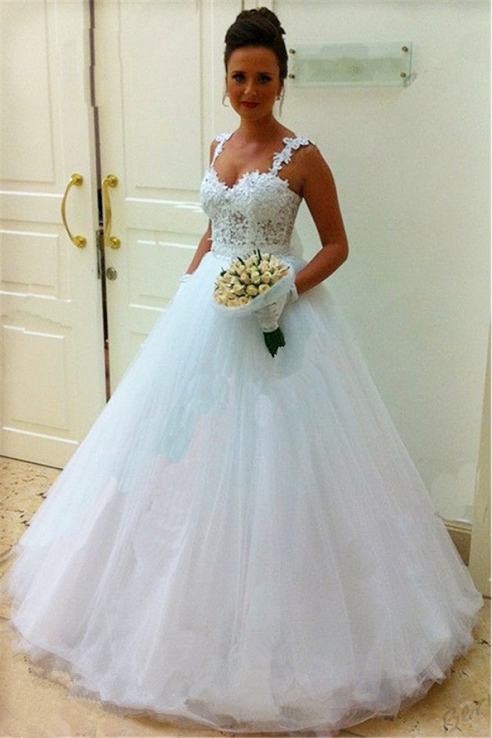 A-Line Lace and Tulle Wedding Dresses Bridal Gowns 903311