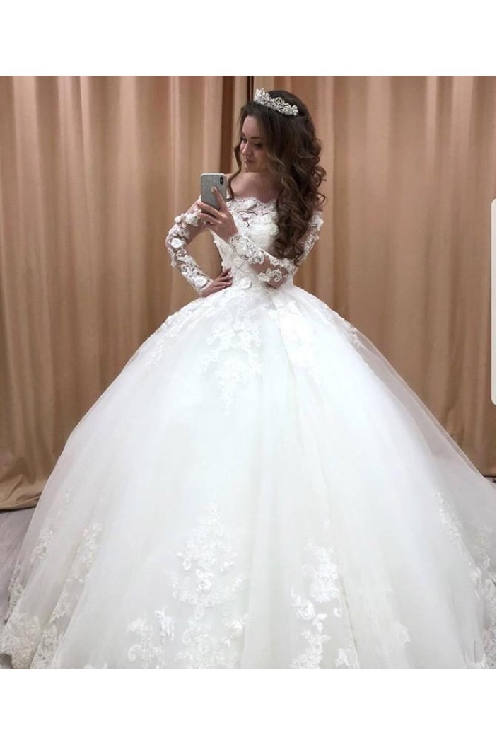 Ball Gowns Lace Long Sleeves Wedding Dresses Bridal Gowns 903315
