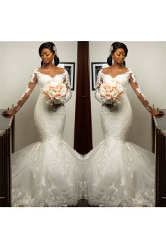 Mermaid Lace Long Sleeves Wedding Dresses Bridal Gowns 903318