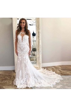 Elegant Mermaid Lace Long Wedding Dresses Bridal Gowns 903323