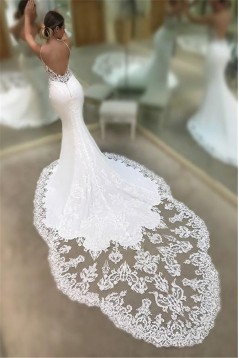 Mermaid Spaghetti Straps Lace Wedding Dresses Bridal Gowns 903347