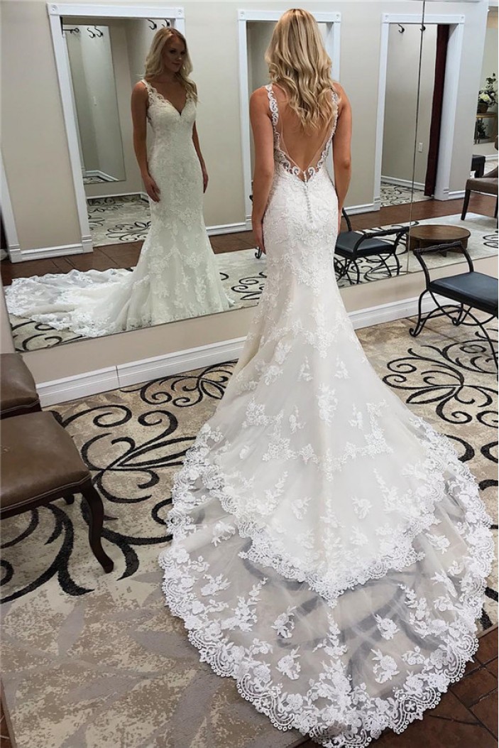 Mermaid Lace Long Wedding Dresses Bridal Gowns 903371