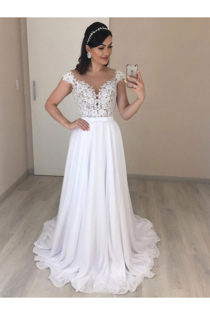 A-Line Chiffon and Lace Wedding Dresses Bridal Gowns 903405