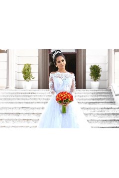 A-Line Long Lace Off the Shoulder Wedding Dresses Bridal Gowns 903411