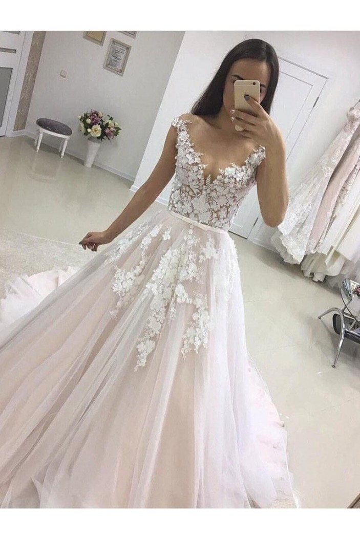 A-Line Lace and Tulle Wedding Dresses Bridal Gowns 903430
