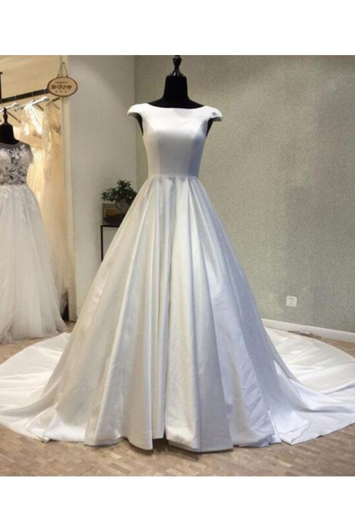 A-Line Long Satin Wedding Dresses Bridal Gowns 903432