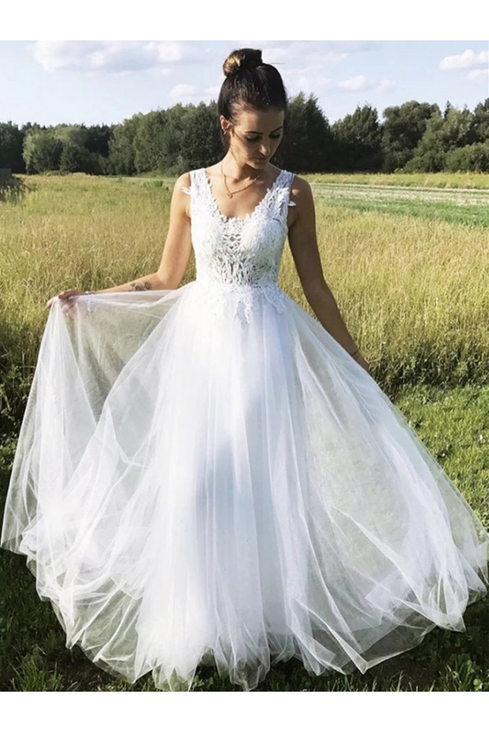 A-Line Lace and Tulle Wedding Dresses Bridal Gowns 903443