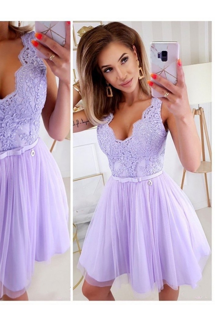 Short Lace and Tulle Prom Dress Homecoming Graduation Cocktail Dresses 904029
