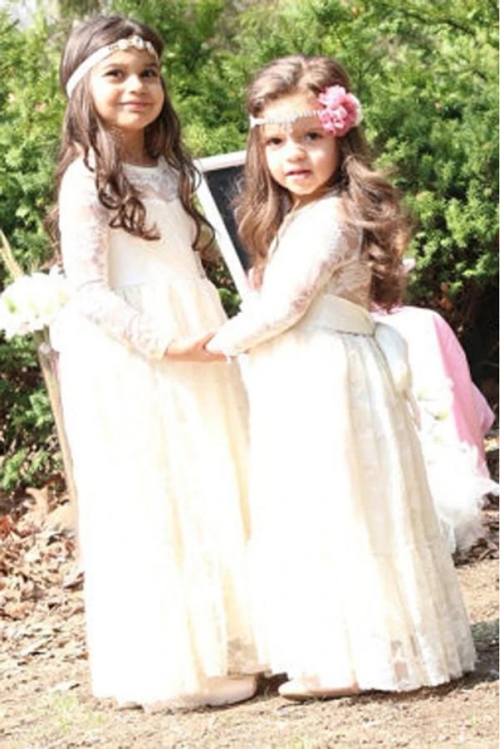 Lace and Tulle Long Sleeves Flower Girl Dresses 905041