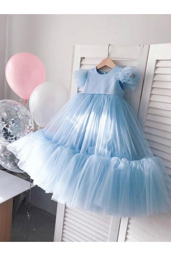 Cute Blue Tulle Flower Girl Dresses 905059