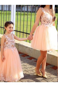 Cute Pink Floor Length Lace and Tulle Flower Girl Dresses 905074