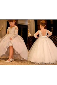 Lace and Tulle Long Sleeves Flower Girl Dresses 905080