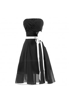 A-Line Strapless Short Chiffon Black Bridesmaid Dresses/Wedding Party Dresses BD010010