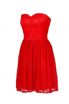 A-Line Sweetheart Short Red Lace Bridesmaid Dresses/Wedding Party Dresses BD010027