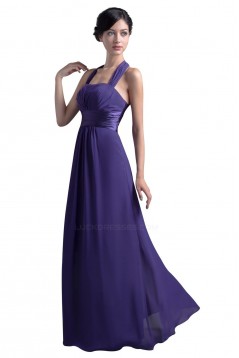 Sheath/Column Halter Long Purple Chiffon Bridesmaid Dresses/Wedding Party Dresses BD010056