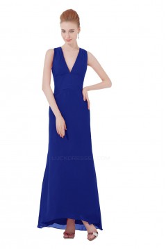 A-Line V-Neck Long Blue Bridesmaid Dresses/Wedding Party Dresses BD010102