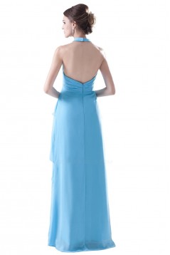 Sheath/Column Halter Long Blue Bridesmaid Dresses/Wedding Party Dresses BD010110