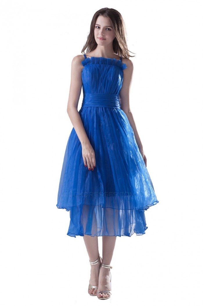 A-Line Spaghetti Strap Pleated Blue Bridesmaid Dresses/Wedding Party Dresses BD010113