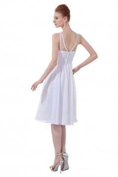 A-Line V-Neck Short White Chiffon Bridesmaid Dresses/Wedding Party Dresses BD010122