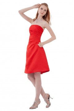 A-Line Strapless Short Red Bridesmaid Dresses/Wedding Party Dresses BD010124