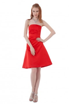 A-Line Strapless Short Red Bridesmaid Dresses/Wedding Party Dresses BD010124
