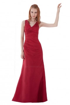 V-Neck Long Red Bridesmaid Dresses/Wedding Party Dresses BD010126