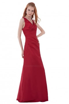 V-Neck Long Red Bridesmaid Dresses/Wedding Party Dresses BD010126